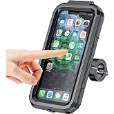 Waterproof Bike Phone Mount - 360° Rotatable Motorcycle & Bicycle Mobile Holder - Adjustable Touch Screen Handlebar Phone Support for All Bikes
