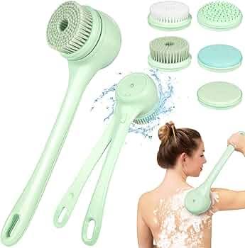 CNAIER Bath and Body Scrub Electric Brush Set - Rechargeable 4 in 1 (Random Color)