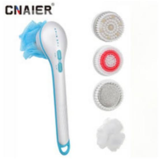 CNAIER Bath and Body Scrub Electric Brush Set - Rechargeable 4 in 1 (Random Color)