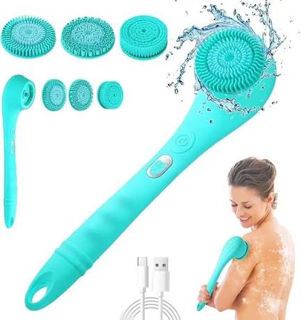 CNAIER Bath and Body Scrub Electric Brush Set - Rechargeable 4 in 1 (Random Color)