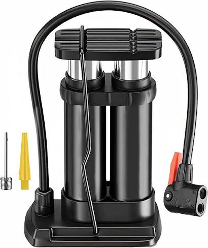 Double Barrel Bike Floor Foot Pump – Fast, Powerful & Accurate Inflation
