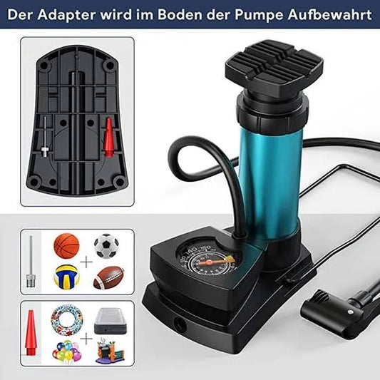 Foot And Hand Air Pump With Air Pressure Gauge – Fast Portable Car Bike And Cycle Inflator For Tires Balls And Inflatables