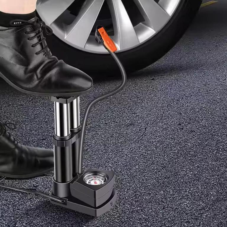 Foot And Hand Air Pump With Air Pressure Gauge – Fast Portable Car Bike And Cycle Inflator For Tires Balls And Inflatables