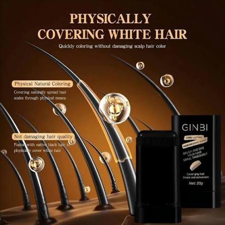 Hair Color Stick Instant Root Touch-Up - Portable Solution For Quick And Easy Gray Hair Coverage And Temporary Root Concealing - 20g (Black)