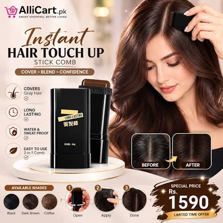 Hair Color Stick Instant Root Touch-Up - Portable Solution For Quick And Easy Gray Hair Coverage And Temporary Root Concealing - 20g (Black)