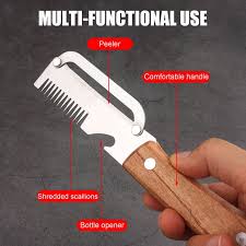 Multi-Functional Vegetable Peeler, 3-in-1 Ultra Sharp Stainless Steel Vegetable Cutter, Fruit Shredder and Beer Bottle Opener, Ergonomic Kitchen Tool for Slicing and Shredding