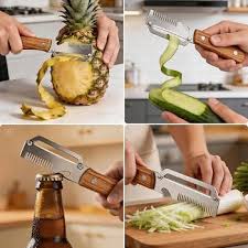Multi-Functional Vegetable Peeler, 3-in-1 Ultra Sharp Stainless Steel Vegetable Cutter, Fruit Shredder and Beer Bottle Opener, Ergonomic Kitchen Tool for Slicing and Shredding