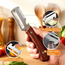 Multi-Functional Vegetable Peeler, 3-in-1 Ultra Sharp Stainless Steel Vegetable Cutter, Fruit Shredder and Beer Bottle Opener, Ergonomic Kitchen Tool for Slicing and Shredding