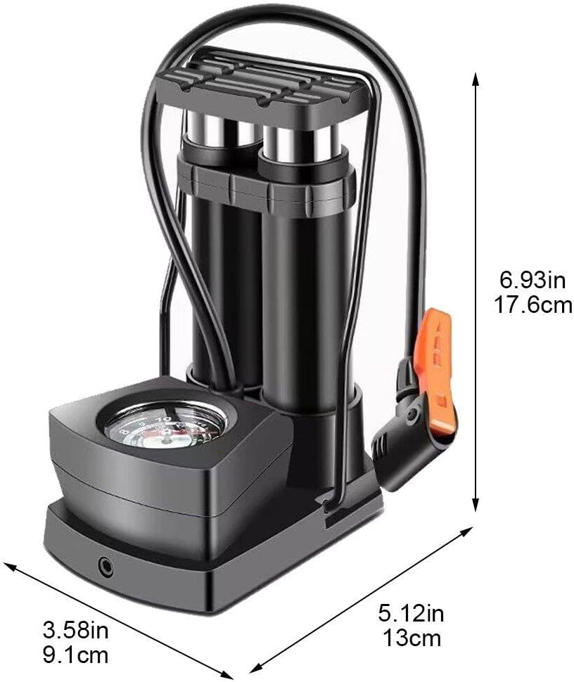Double Barrel Bike Floor Foot Pump – Fast, Powerful & Accurate Inflation
