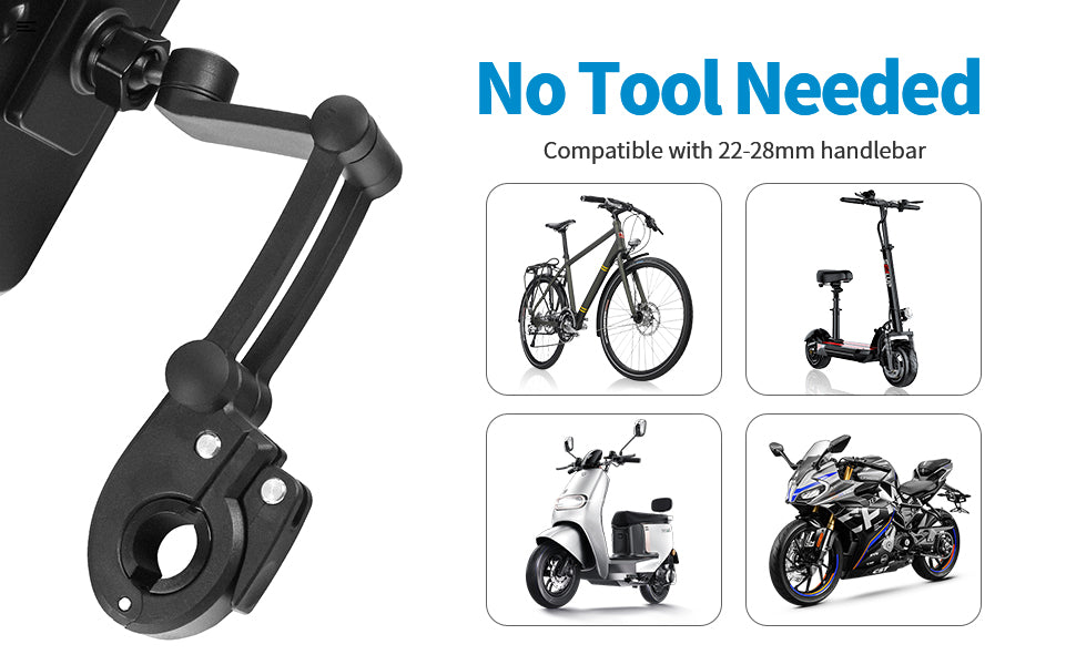 Waterproof Bike Phone Mount - 360° Rotatable Motorcycle & Bicycle Mobile Holder - Adjustable Touch Screen Handlebar Phone Support for All Bikes