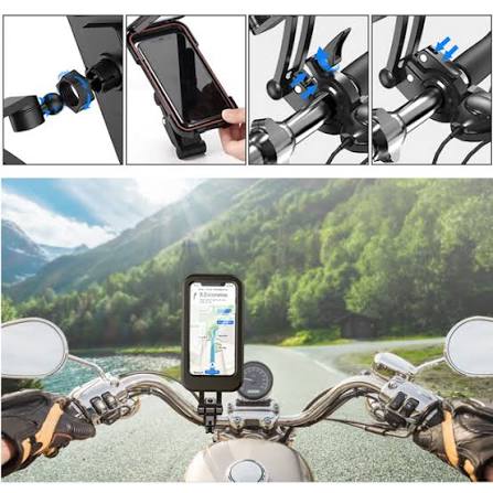 Waterproof Bike Phone Mount - 360° Rotatable Motorcycle & Bicycle Mobile Holder - Adjustable Touch Screen Handlebar Phone Support for All Bikes