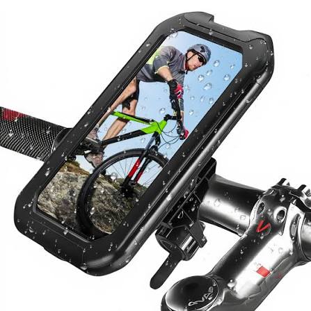 Waterproof Bike Phone Mount - 360° Rotatable Motorcycle & Bicycle Mobile Holder - Adjustable Touch Screen Handlebar Phone Support for All Bikes