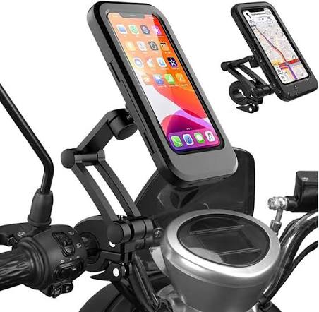 Waterproof Bike Phone Mount - 360° Rotatable Motorcycle & Bicycle Mobile Holder - Adjustable Touch Screen Handlebar Phone Support for All Bikes