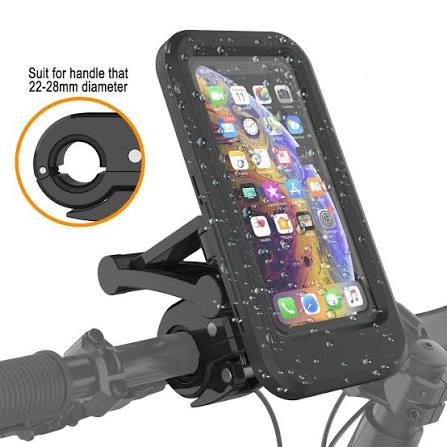 Waterproof Bike Phone Mount - 360° Rotatable Motorcycle & Bicycle Mobile Holder - Adjustable Touch Screen Handlebar Phone Support for All Bikes