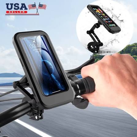 Waterproof Bike Phone Mount - 360° Rotatable Motorcycle & Bicycle Mobile Holder - Adjustable Touch Screen Handlebar Phone Support for All Bikes